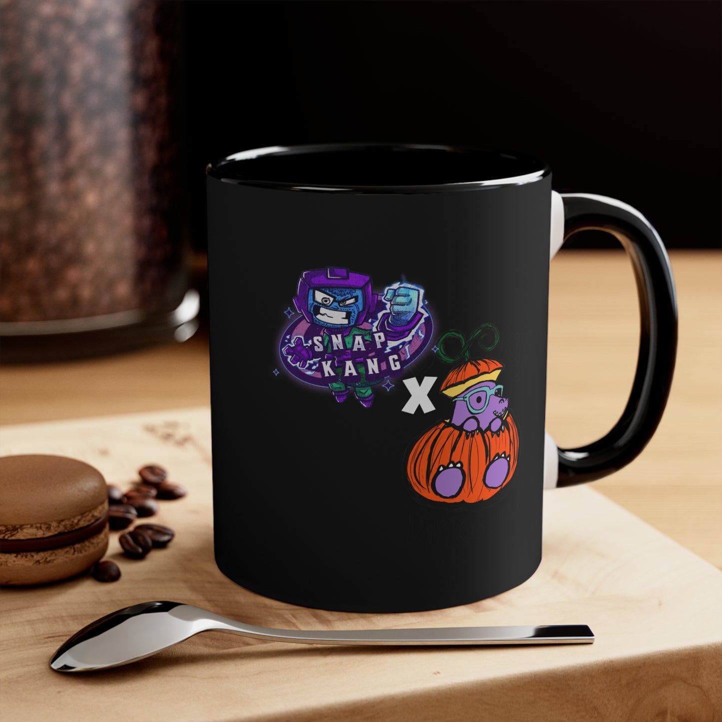 2024 Limited Edition Marvel Snap inspired Dracula Discard Collab | Snap Kang x Spooky Dinosaur Colorful Accent Mugs, 11oz