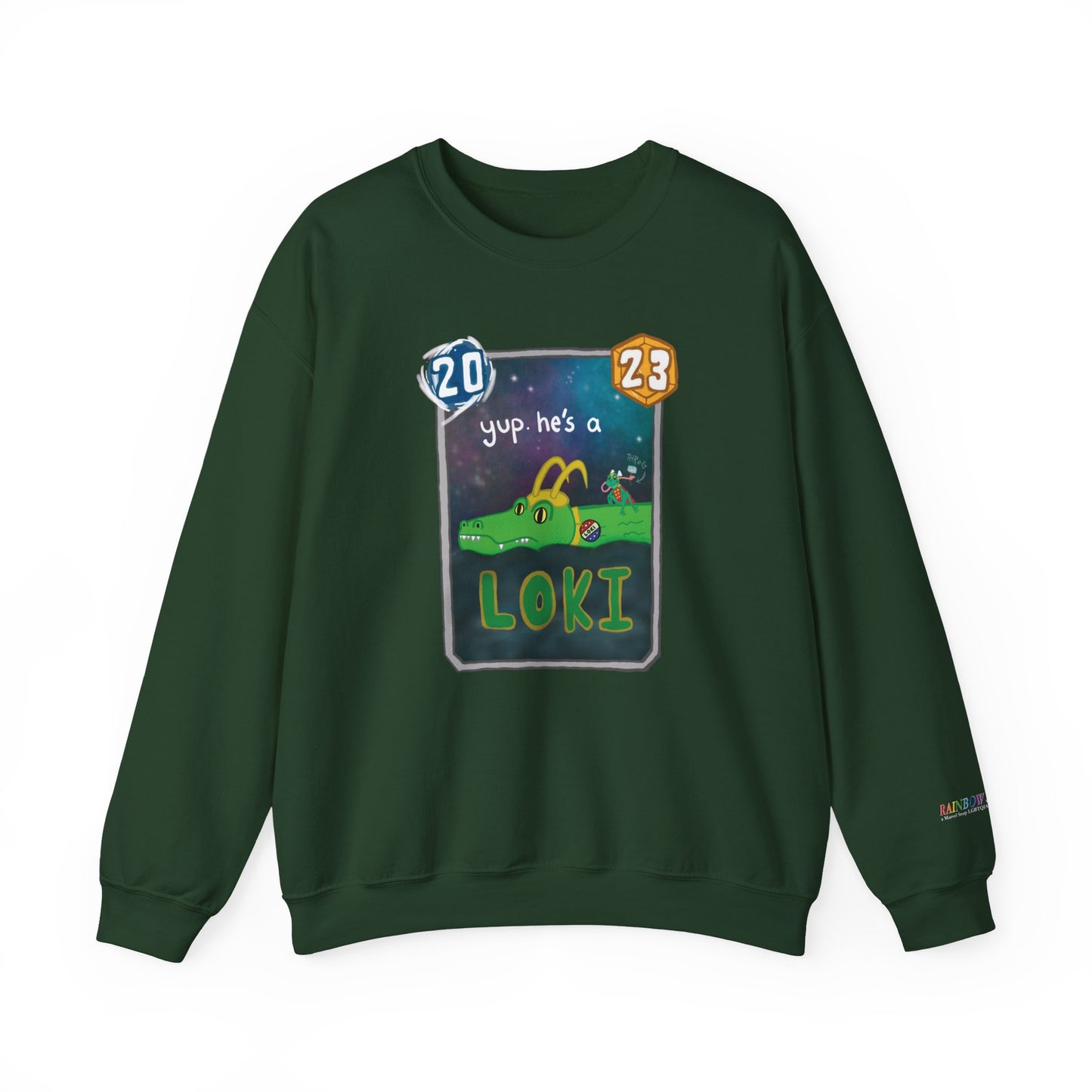 snap kang x spooky dinosaur "Yup, he's a loki" variant marvel snap inspired Crewneck Sweatshirt