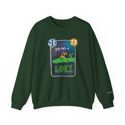 snap kang x spooky dinosaur "Yup, he's a loki" variant marvel snap inspired Crewneck Sweatshirt