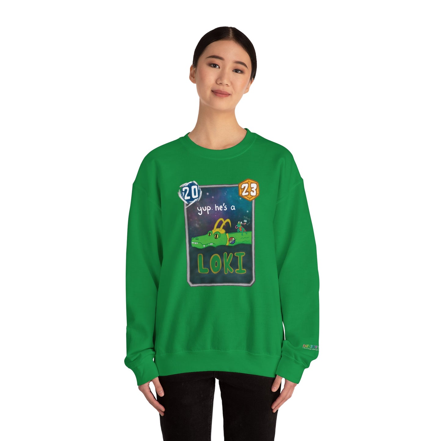 snap kang x spooky dinosaur "Yup, he's a loki" variant marvel snap inspired Crewneck Sweatshirt