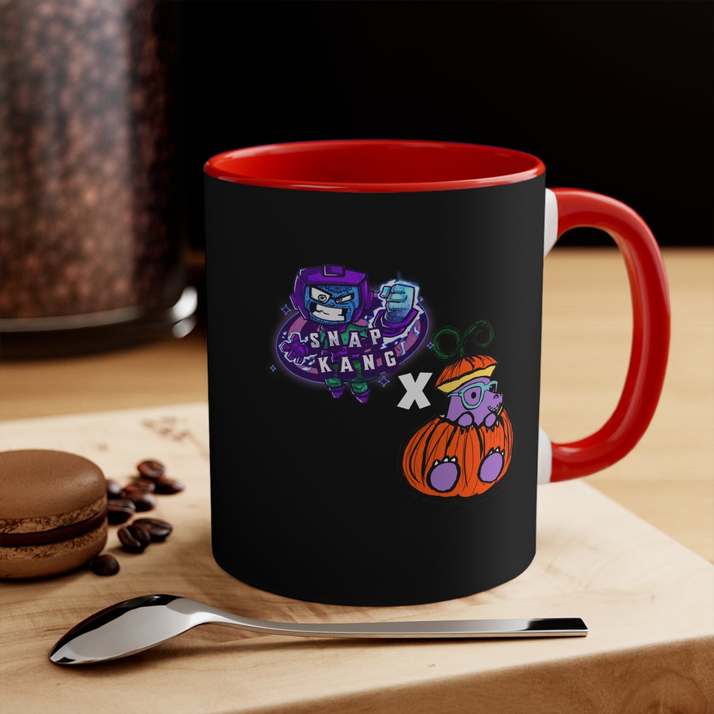 2024 Limited Edition Marvel Snap inspired Dracula Discard Collab | Snap Kang x Spooky Dinosaur Colorful Accent Mugs, 11oz