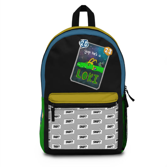 Snap Kang x Spooky Dino Marvel Snap inspired Alligator Loki & Throg Card - Backpack