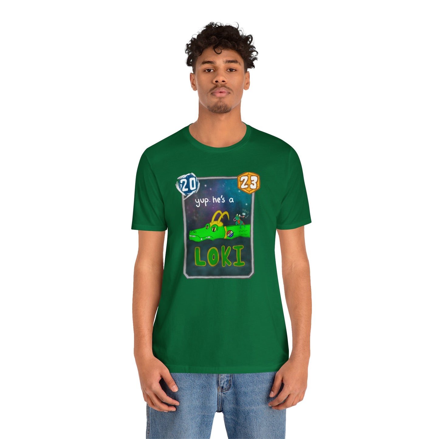 Snap Kang x Spooky Dino Marvel Snap inspired Alligator Loki Card - Unisex Jersey Short Sleeve Tee
