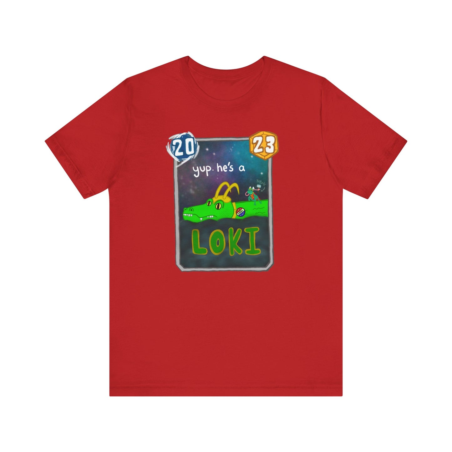 Snap Kang x Spooky Dino Marvel Snap inspired Alligator Loki Card - Unisex Jersey Short Sleeve Tee